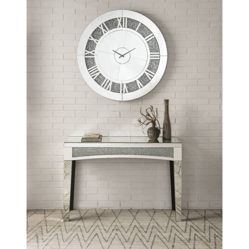 Noralie - Wall Clock - Mirrored & Faux Diamonds - 39" - Atlantic Fine Furniture Inc