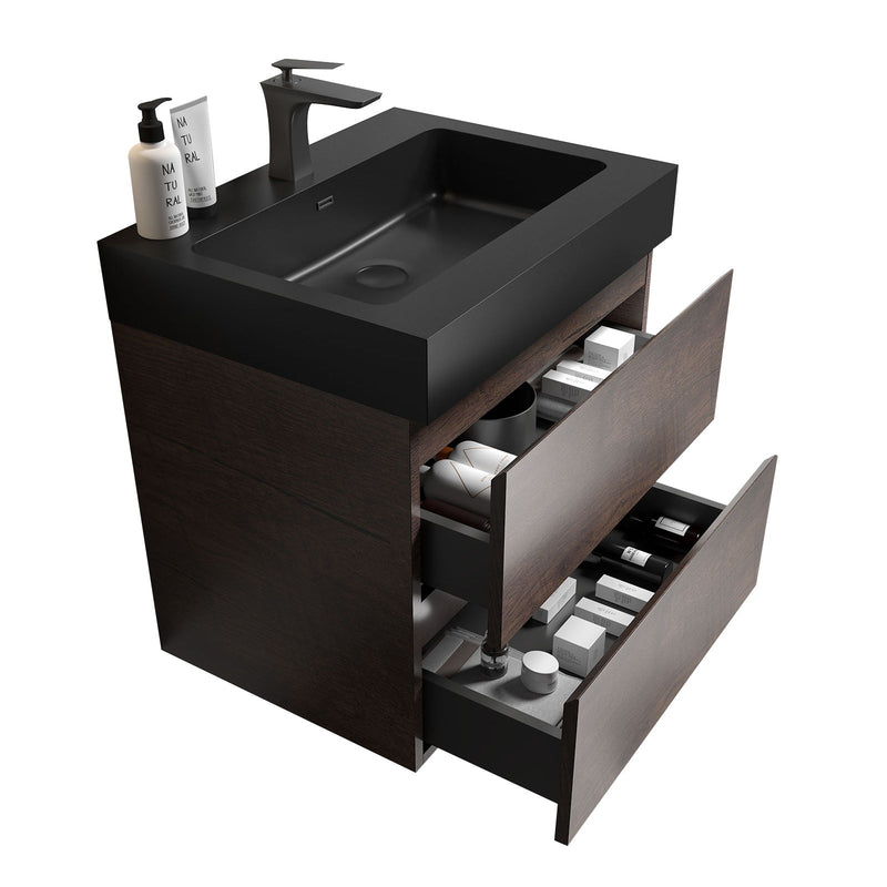 Alice - Bathroom Vanity Wall Mounted With Sink, Large Storage Floating Bathroom Vanity For Modern Bathroom, One-Piece Sink Basin Without Drain And Faucet