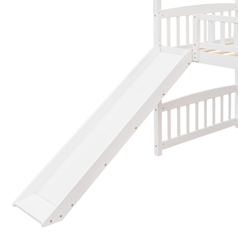 Twin Loft Bed with Slide, House Bed with Slide,White(OLD SKU :LT000212AAK)