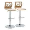 Folia - Mid Century Modern Adjustable Barstool With Swivel With Rounded T Footrest (Set of 2)