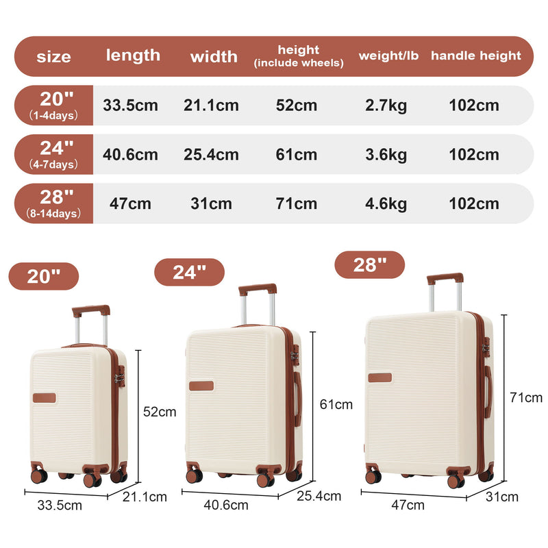 Hardshell Luggage Sets 3 Pieces Contrast Color Suitcase With Spinner Wheels And Tsa Lock 20" 24" 28" Available