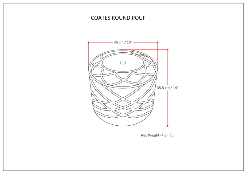 Coates - Round Macrame Pouf - Natural