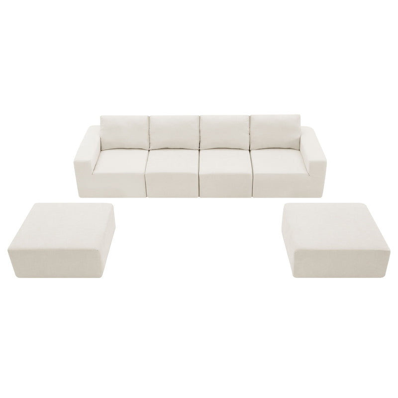 Modular U-Shaped Sectional Sofa, Luxury Chenille Floor Couch Set, Upholstered Indoor Furniture, Foam - Filled Sleeper Sofa Bed For Living Room, Bedroom, Free Combination