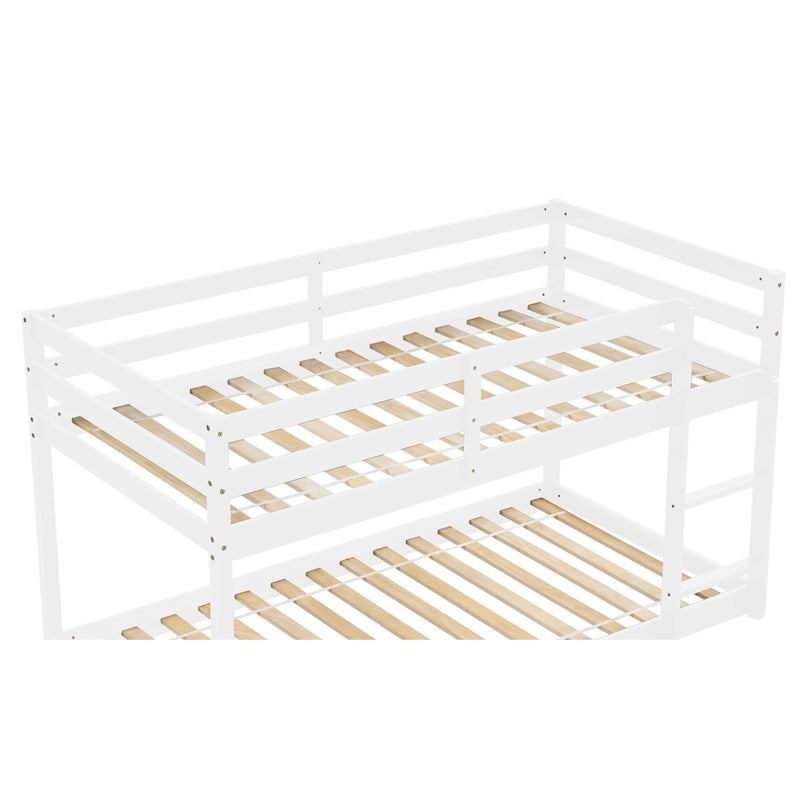 Twin over Twin Floor Bunk Bed, White(New SKU:W504P148538)