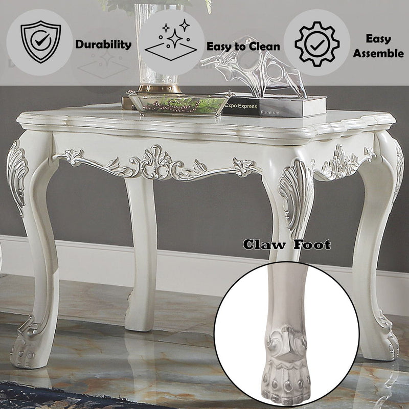 Dresden End Table - Bone White Finish