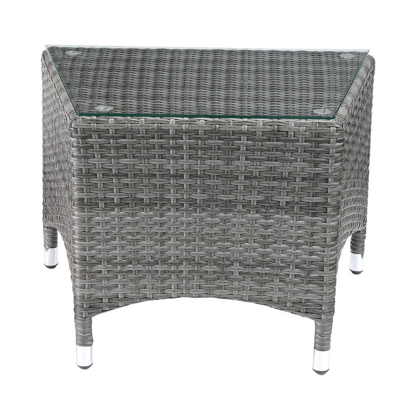 Tashelle - Patio Bistro Set - Gray Fabric & Gray Wicker