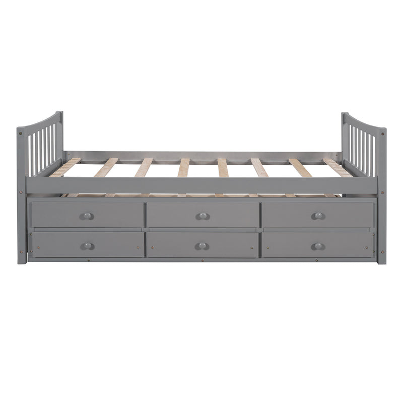 Daybed with Trundle and Drawers, Twin Size, Gray(OLD SKU: LP0000141EAA)