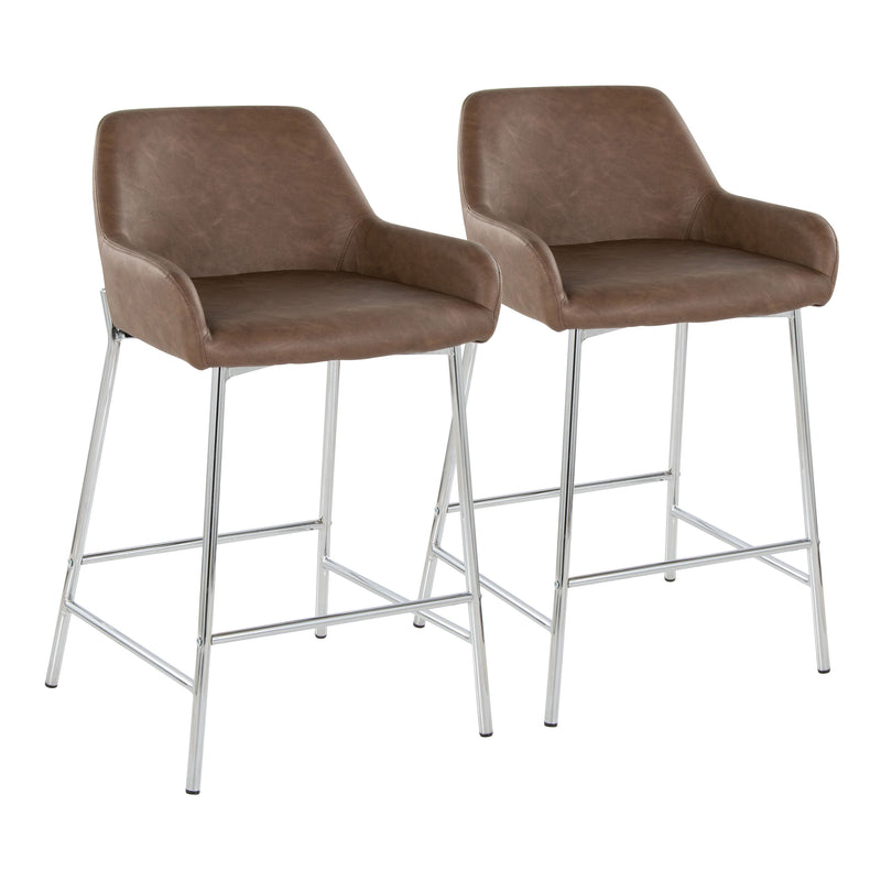 Daniella - Contemporary Fixed Height Counter Stool With Metal Legs (Set of 2)