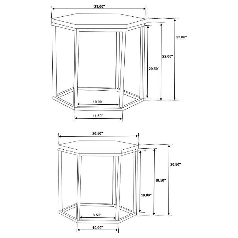 Adger - 2 Piece Hexagonal Nesting Tables - Natural And Black