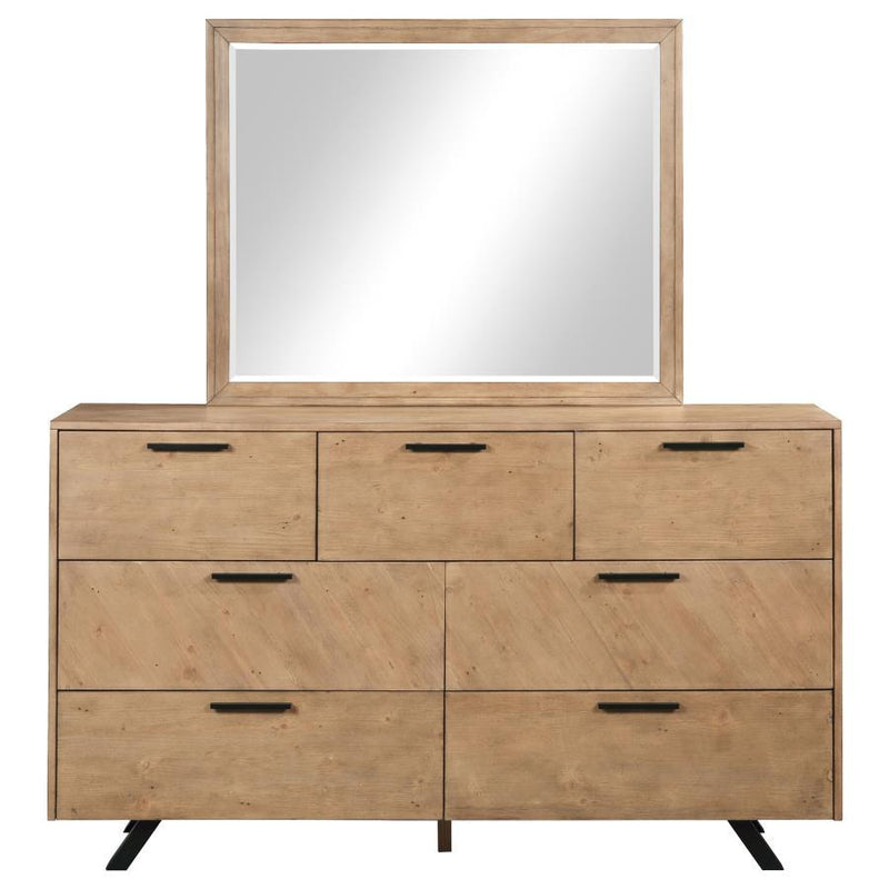 Taylor - 7-Drawer Dresser With Mirror - Light Honey Brown