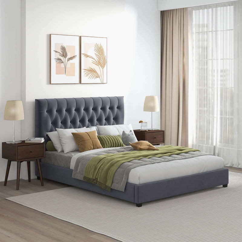 Donald - Mid-Century Modern Upholstered Platform Bed