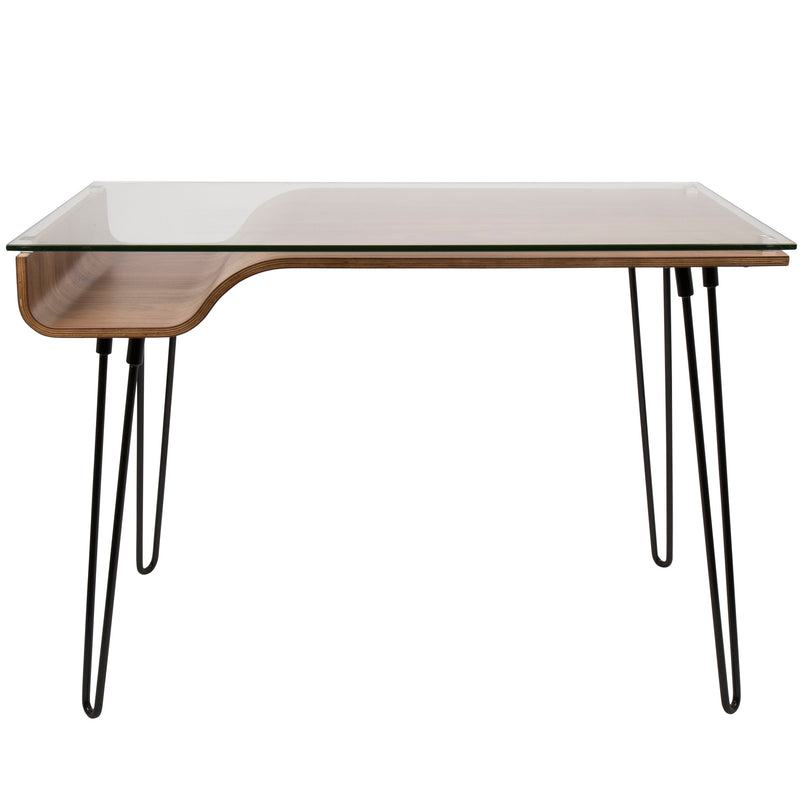 Avery - Mid-Century Modern Desk - Walnut / Clear / Black