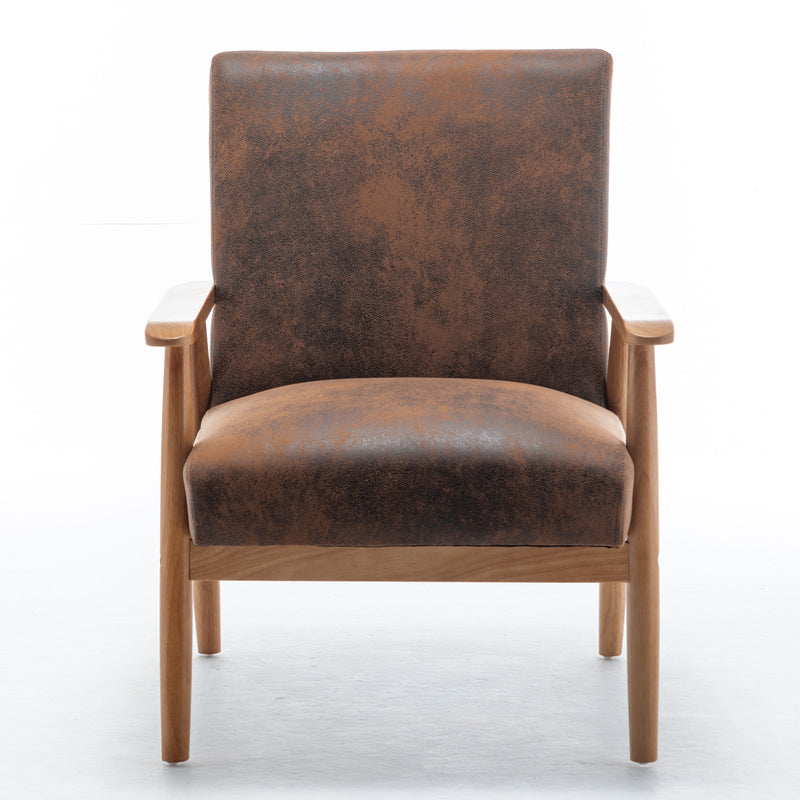 Wide Classic Mid-Century Modern Arm Chair - Light Brown