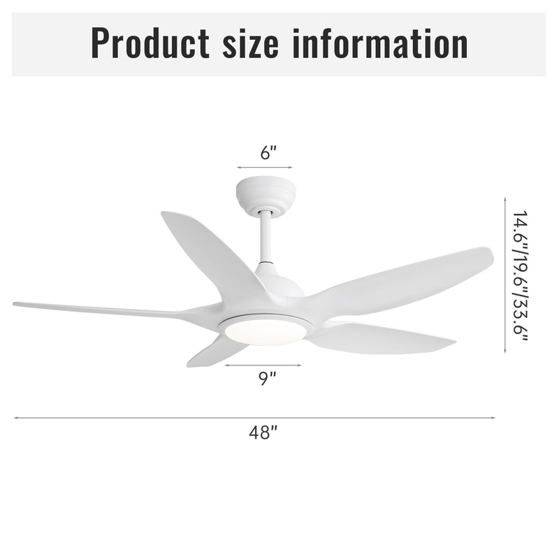 Indoor Ceiling Fan With 5 ABS Blades Remote Control Reversible Dc Motor For Living Room