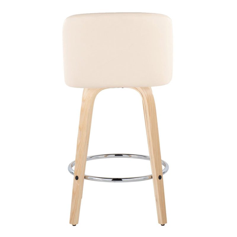 Toriano - Contemporary Fixed-Height Counter Stool With Swivel And Round Footrest (Set of 2)