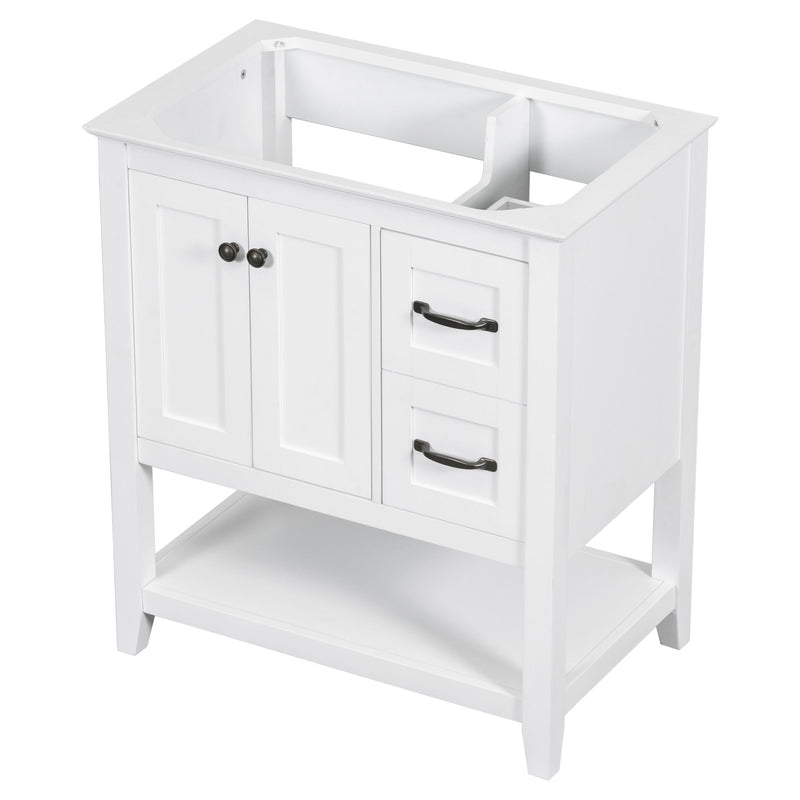 Bathroom Vanity Without Sink Top, Cabinet Base Only, Vanity With Multi-Functional Drawer - White