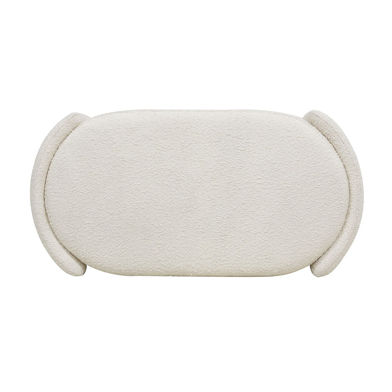 Fuji - Oval Storage Bench, Upholstered - Ivory White