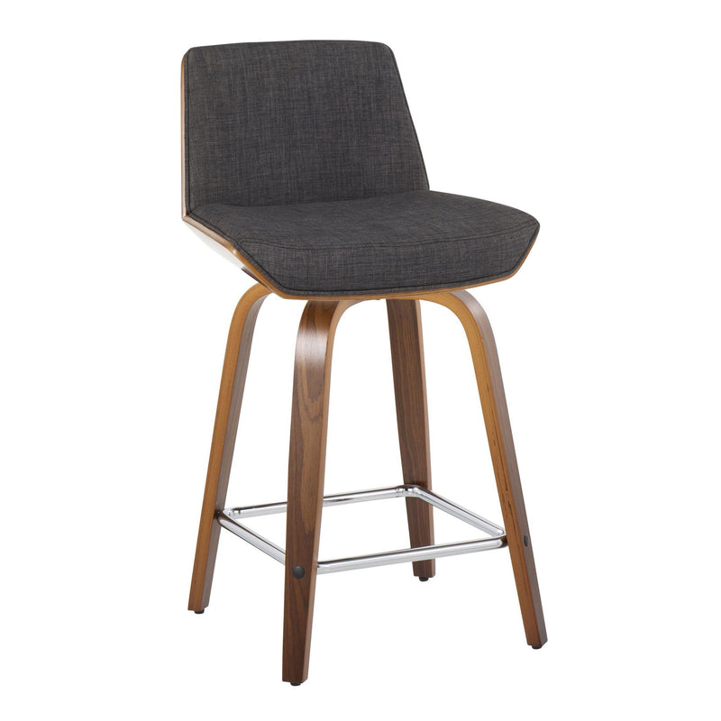 Corazza - Mid Century Modern Fixed Height Counter Stool With Swivel With Square Footrest (Set of 2)