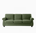 Soft Sofa, Upholstered 3 Seater Couch With High Density Foam, Loose Back Cushions And Turned Legs