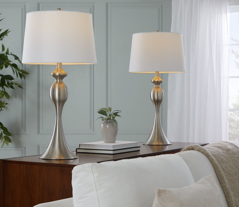 Ashland - Contemporary Table Lamp (Set of 2) - Nickel / White