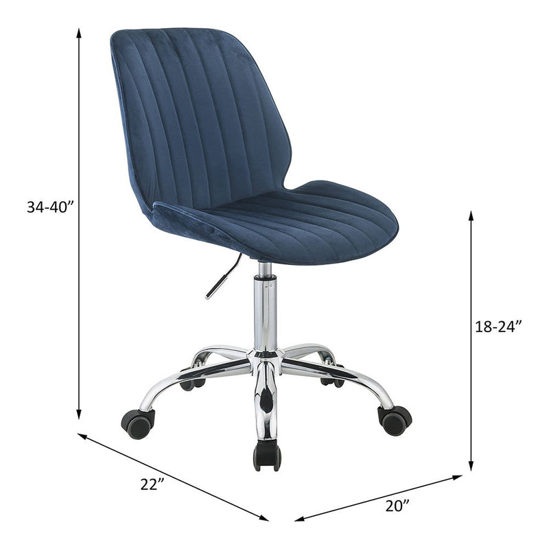 Muata - Office Chair - Twilight Blue Velvet & Chrome