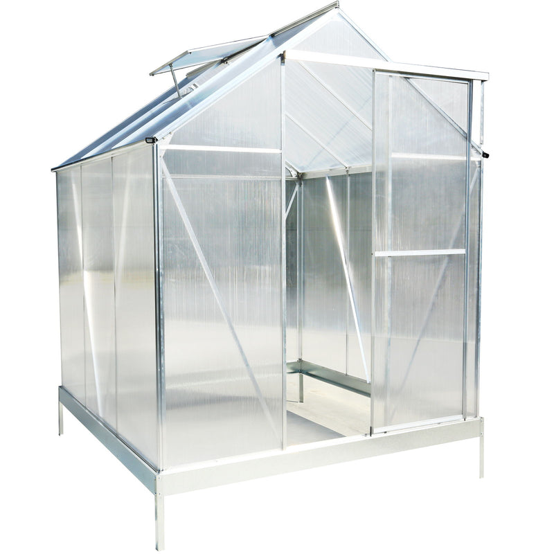 Polycarbonate Greenhouse, Heavy Duty Outdoor Aluminum Walk-In Green House Kit With Rain Gutter, Vent And Door For Backyard Garden