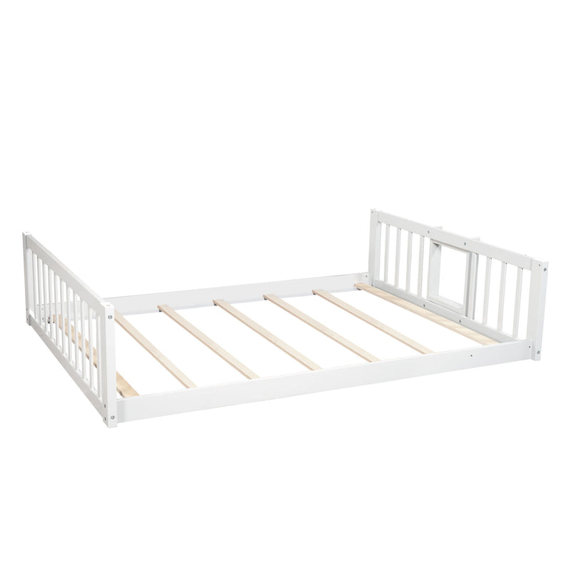 Full Over Full Over Full Triple Bed With Built-In Ladder And Slide, Triple Bunk Bed With Guardrails - White