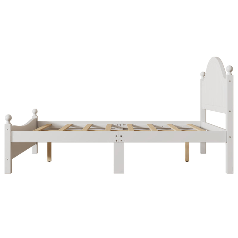 Traditional Concise Style White Solid Wood Platform Bed, No Need Box Spring, Full(Old SKU:WF295732AAA)