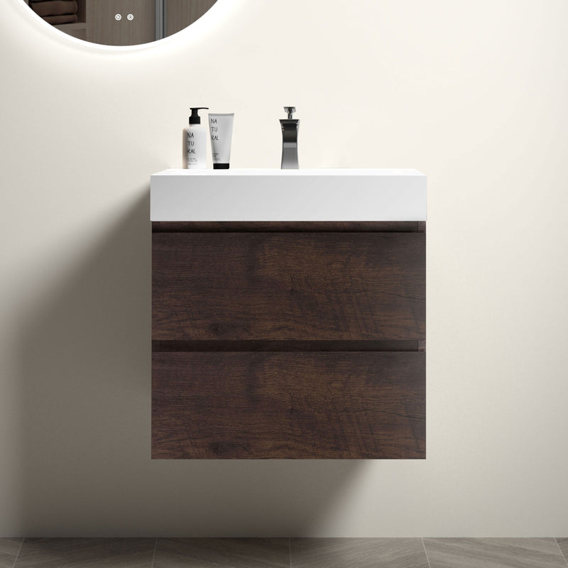 Alice - Bathroom Vanity Wall Mounted With Sink, Large Storage Floating Bathroom Vanity For Modern Bathroom, One-Piece Sink Basin Without Drain And Faucet