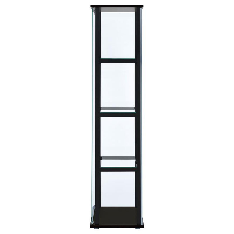 Cyclamen - 4-Shelf Clear Glass Curio Display Cabinet - Black