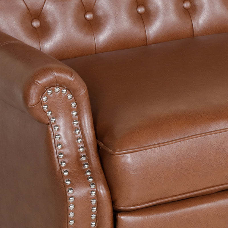 Oversize Faux Leather Recliner Chair - Light Brown