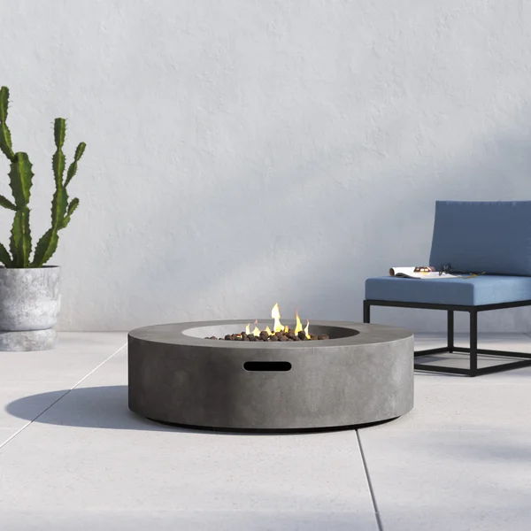 Fiber Reinforced Outdoor Fire Pit Table - Black / Gray