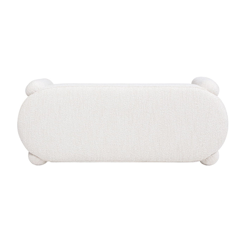 Hugo - Oval Fully Upholstered Bench - Milk Cream White