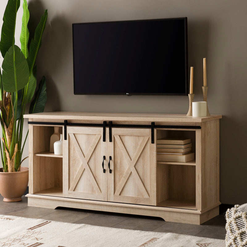 Farmhouse Sliding X Barn Door TV Stand