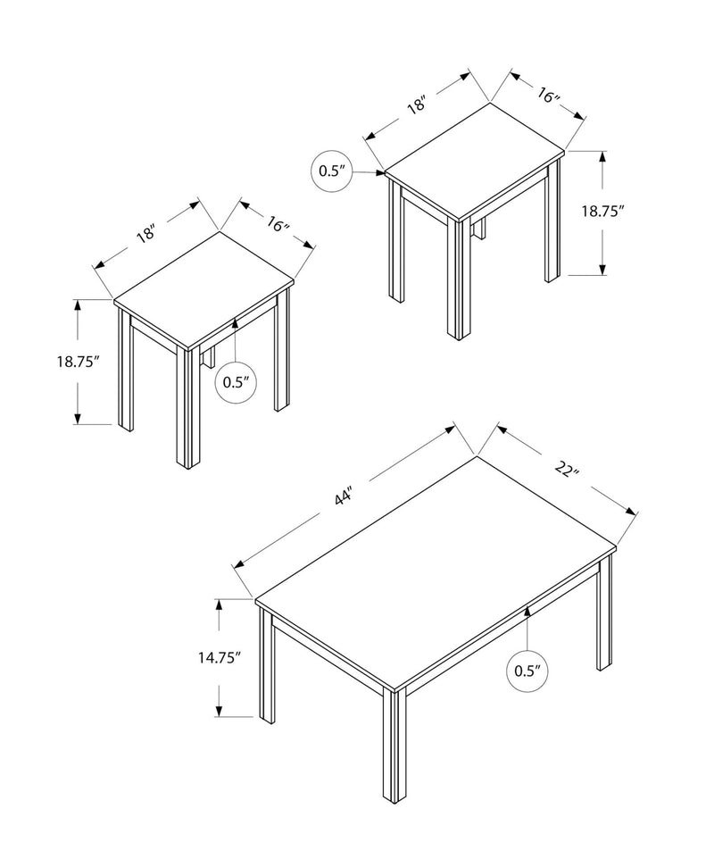 Table Set Coffee And Side Accent For Living Room 3 Pieces Set