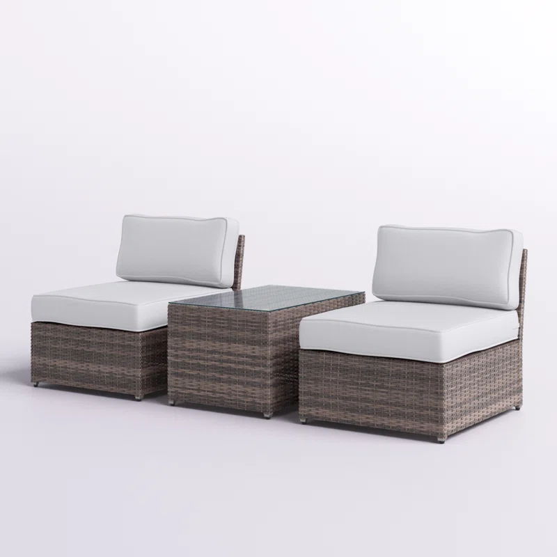 2 Person Seating Set With Cushions - Brown / Gray