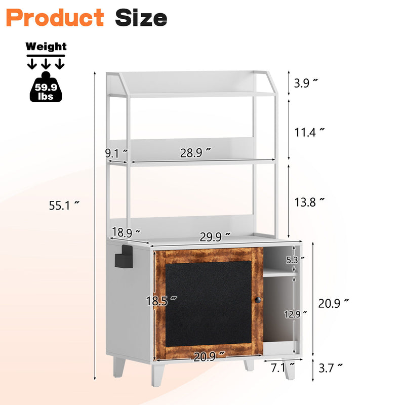 Graffiti The Litter Box Enclosure With 2 Storage Shelves And 1 Doors, Hidden Cat Litter Box Enclosure Furniture With Shelf, Indoor Cat House Furniture For Most Of Litter Box - White