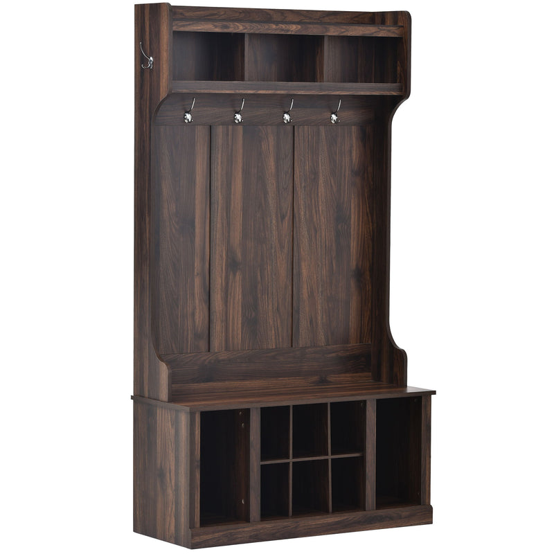 Hall Tree With 6 Hooks, Coat Hanger, Entryway Bench, Storage Bench, 3 In 1 Design, For Entrance, Hallway