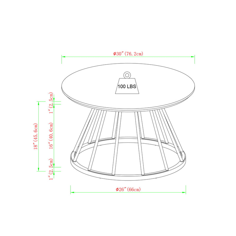 Modern Round Coffee Table With Metal Base - White / Gold