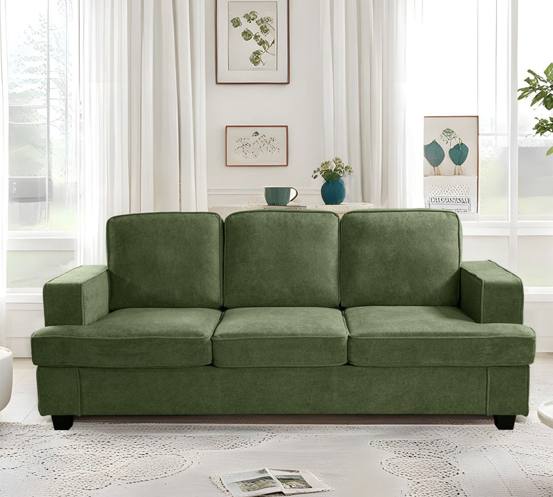 Modern Sofa, Comfortable 3 Seater Couch With Deep Seating, Loose Back Cushions, Wide Arms