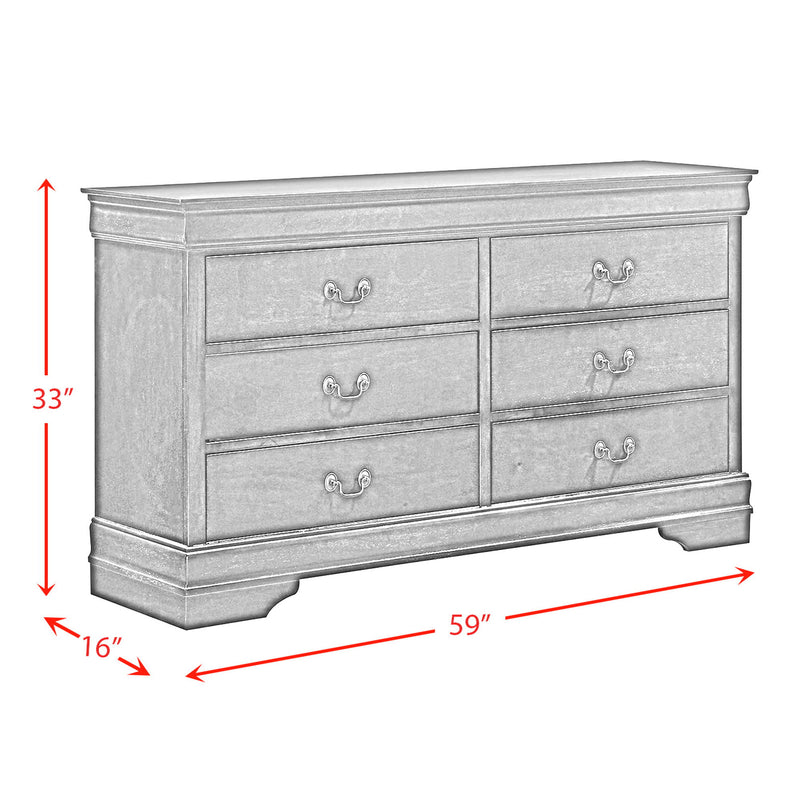 Louis Philippe - 6-Drawer Dresser - Cherry (Sturdy)