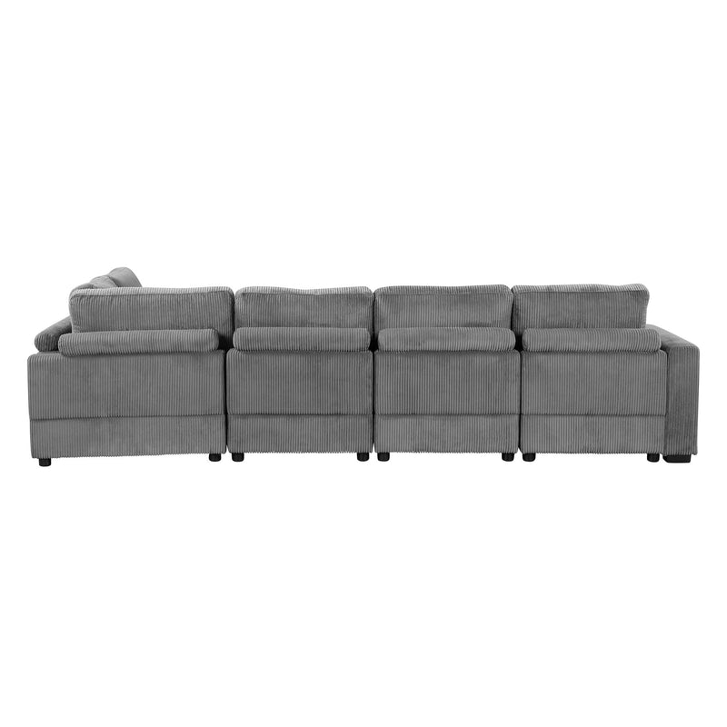 Sectional Couch Sofa Bed Modular Sofa With Two Movable Ottomans For Living Room