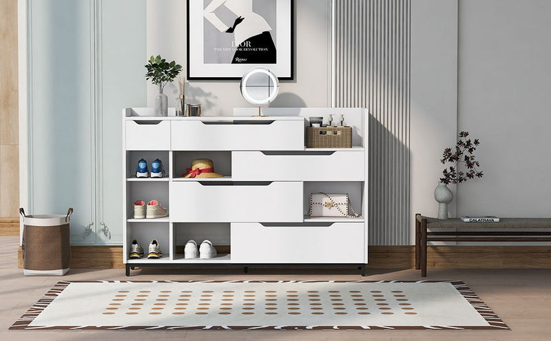 Shoe Storage Cabinet For Entryway With Drawers And Shelves, Modern Shoe Organizer Cabinet, Free Standing Shoe Rack For Hallway, Living Room