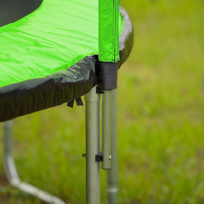 14Ft Trampoline With Basketball Hoop Inflator And Ladder (Inner Safety Enclosure) - Green