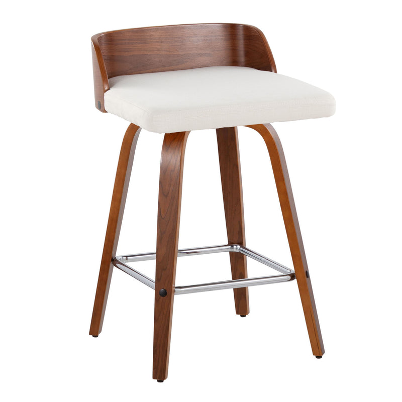 Maya - Mid Century Modern Fixed Height Counter Stool & Swivel With Square Footrest (Set of 2)