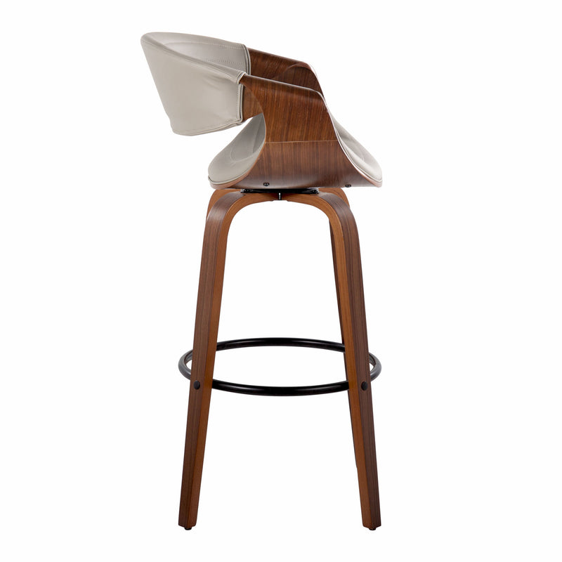 Symphony - Mid Century Modern Fixed Height Barstool With Swivel With Round Footrest (Set of 2)