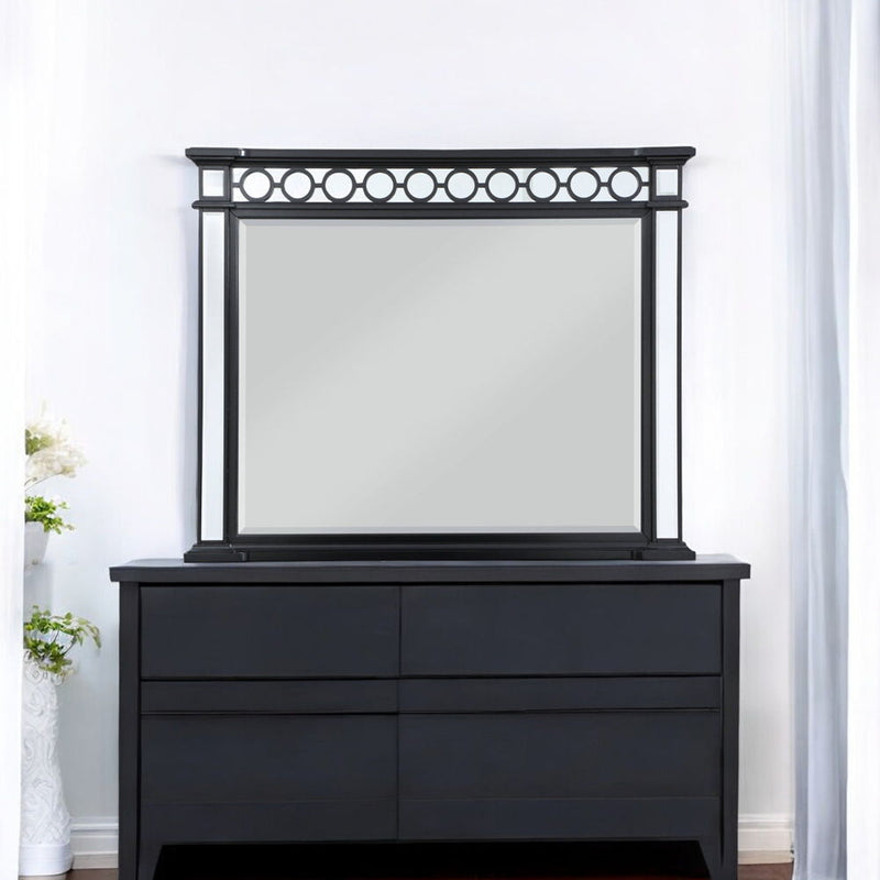 Varian II - Mirror - Black Velvet & Black & Sliver Finish - Atlantic Fine Furniture Inc