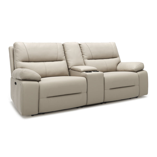 Malibu - Modern Power Motion 3 Piece Reclining Loveseat Sofa With Cup Holders - Cream Taupe Beige