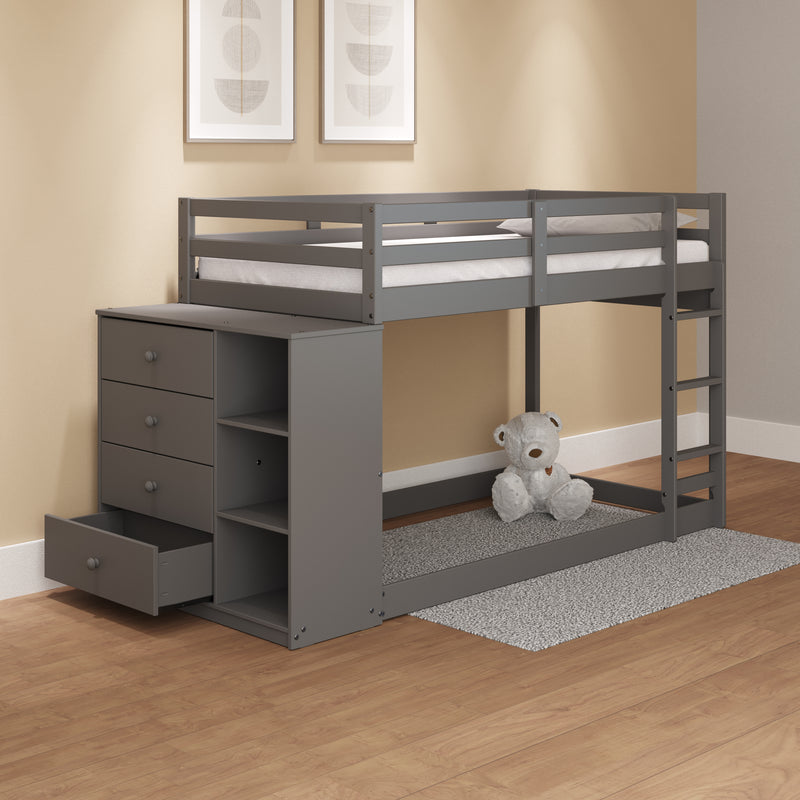 ACME Gaston Twin/Twin Bunk Bed w/Cabinet, Gray Finish BD01372