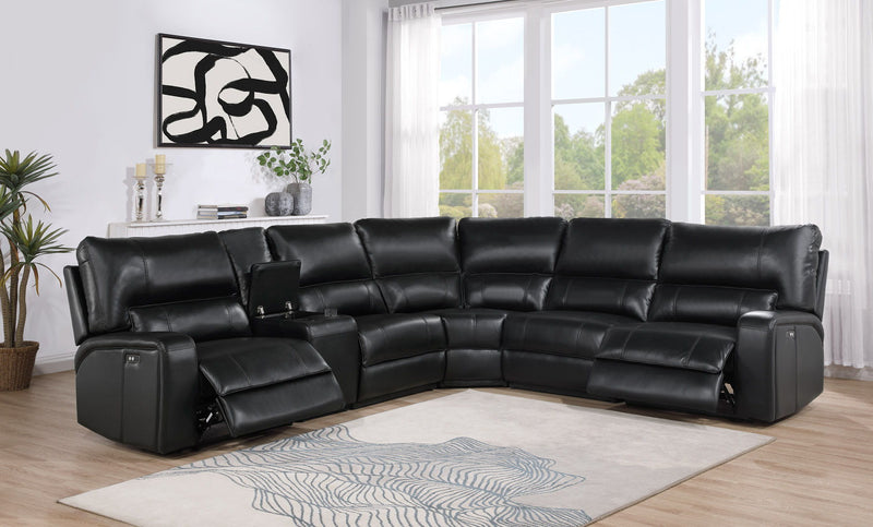 Saul - Power Recliner Sectional Sofa With USB Port Cupholder Console